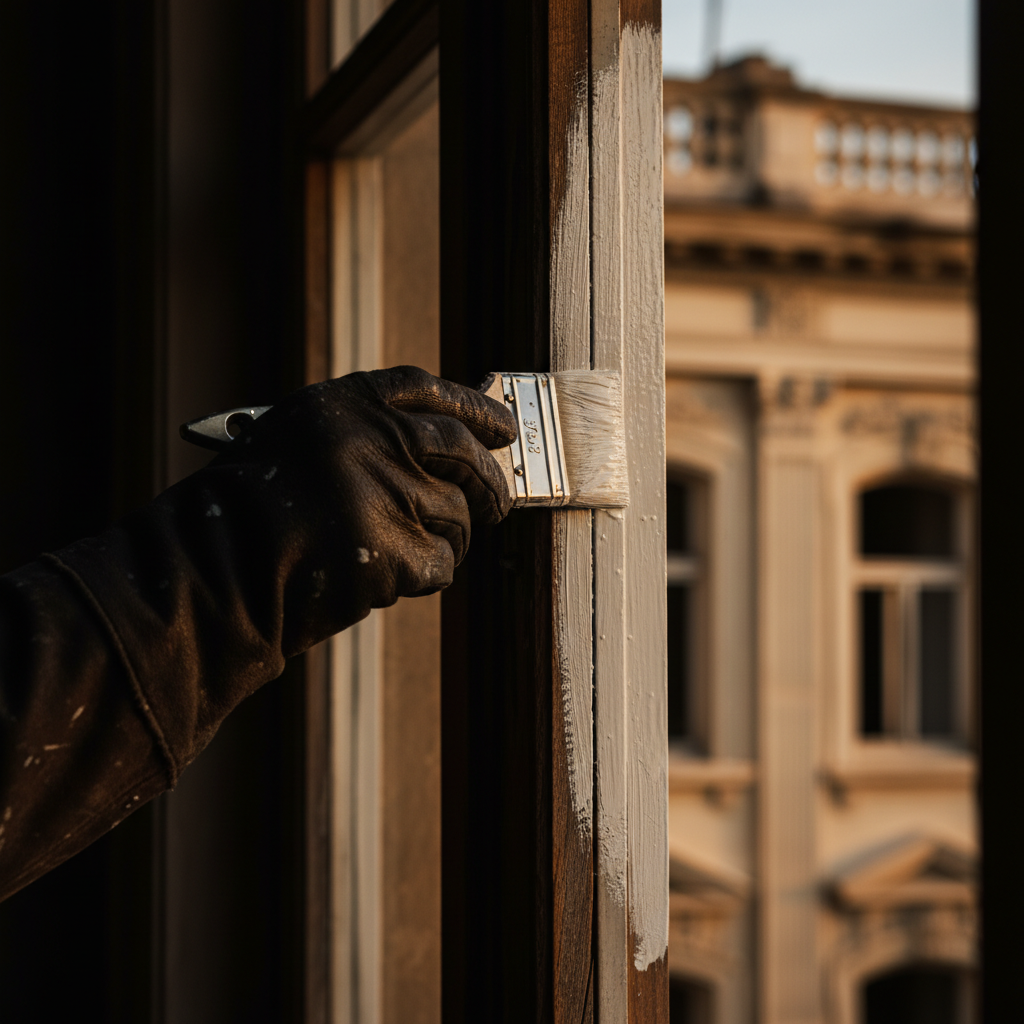 Vakkundig geschilderde gevel met witte kozijnen